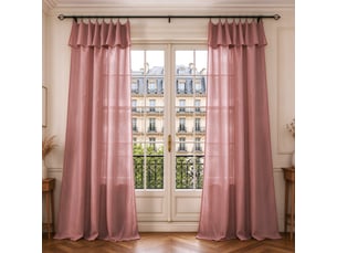 Lot de 2 voilages ajustables + 8 anneaux pince 140 x 270 cm evasion polyester effet lin