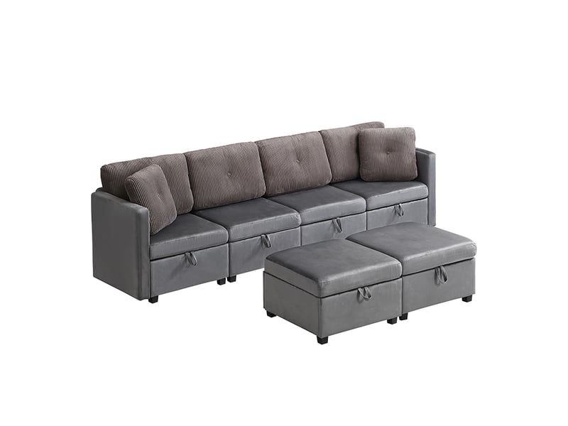  Canapé d'angle, canapé convertible, en velours, pour salon, pour intérieur, mobilier pour espace de vie  - Conforama B
