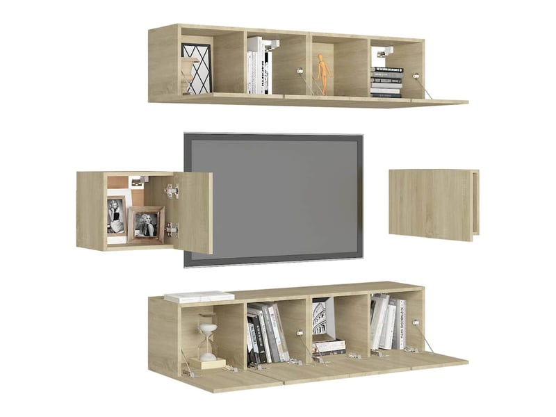  Ensemble de meubles tv 6 pcs chêne sonoma bois d'ingénierie shl82053  - Conforama C
