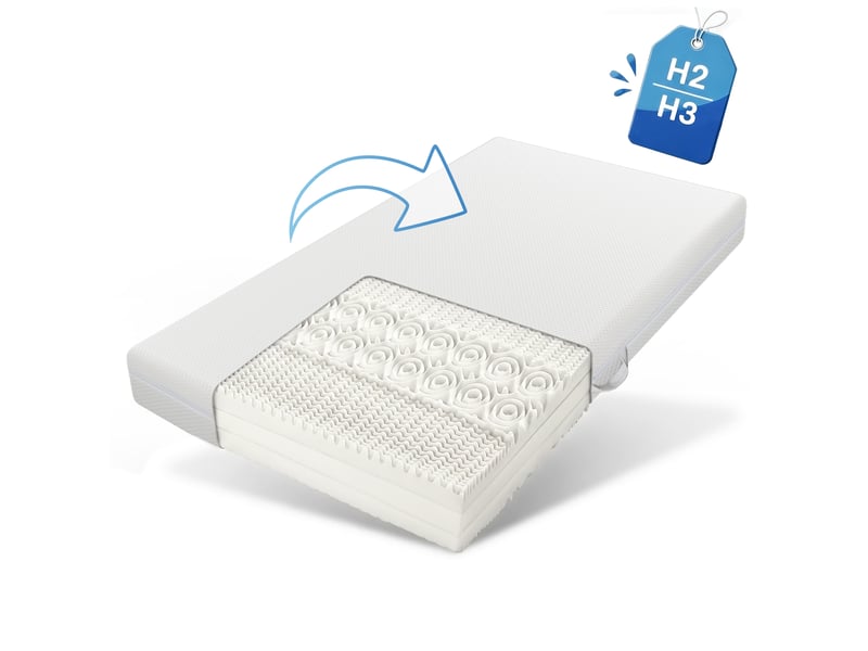 Matelas en mousse froide 140x200 cm,fermeté h2h3 réversible,7 zones de confort,housse déhoussable lavable,20 cm,blanc - Conforama R