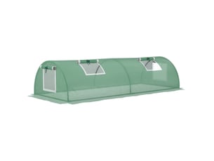 Mini serre tunnel de jardin 200 x 80 x 45 cm – verte – film pe anti-uv et 4 fenêtres en maille