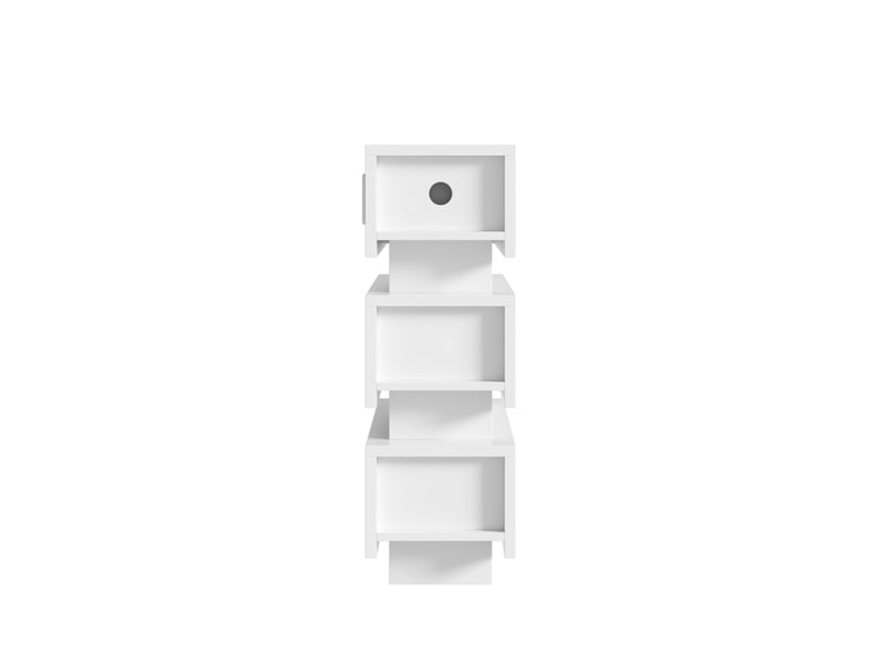  Lot de 2 tables de nuit 40x20x59,5 cm blanches en panneaux de particules, 3 tiroirs avec led et charge usb  - Conforama E