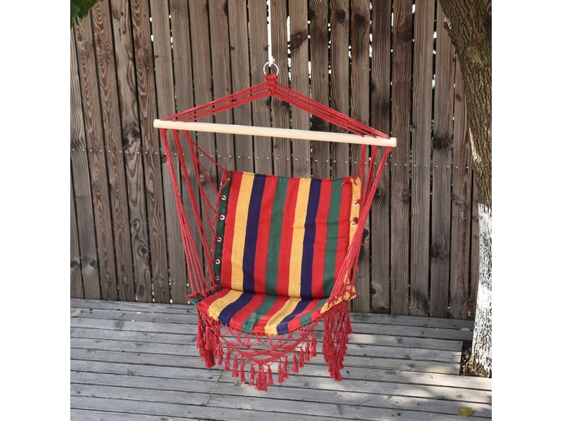 Fauteuil suspendu hamac, tissu coton-polyester, capacité de charge 100 kg, utilisation intérieureextérieure, terrasse, 100 x 60 x 100 cm, multicolore - Conforama C