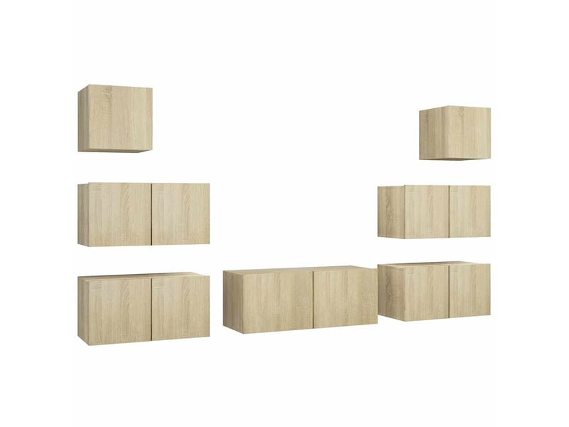  Ensemble de meuble tv - banc tv - meuble de rangement 7 pcs chêne sonoma bois d'ingénierie  - Conforama A