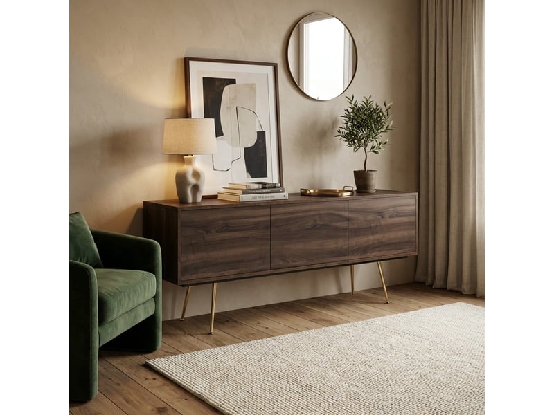 Meuble tv moderne avec 3 portes vharm - marron  - Conforama B