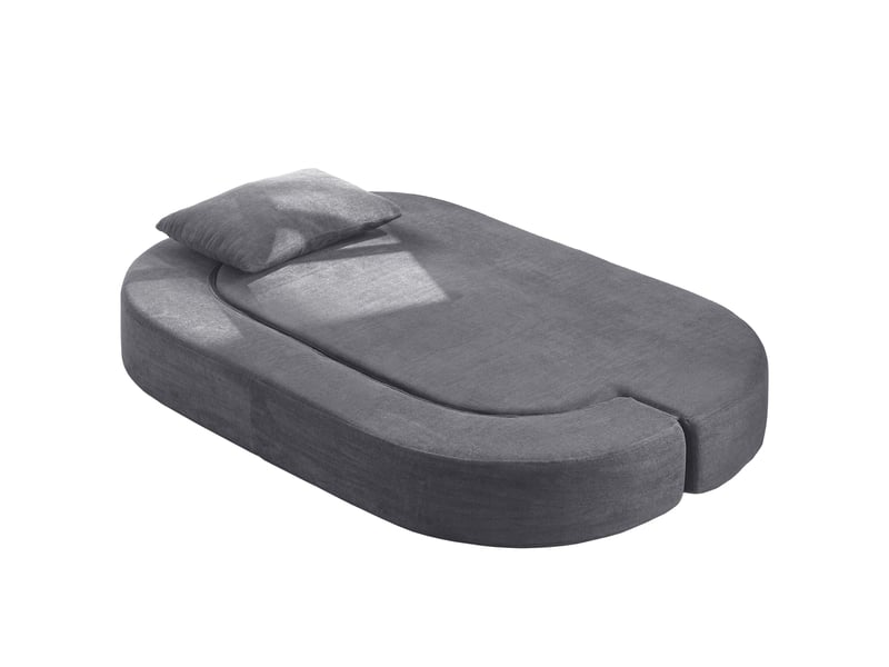 Canapé-lit pliable 2-en-1 avec 2 oreillers, mousse haute densité, gris clair - Conforama D