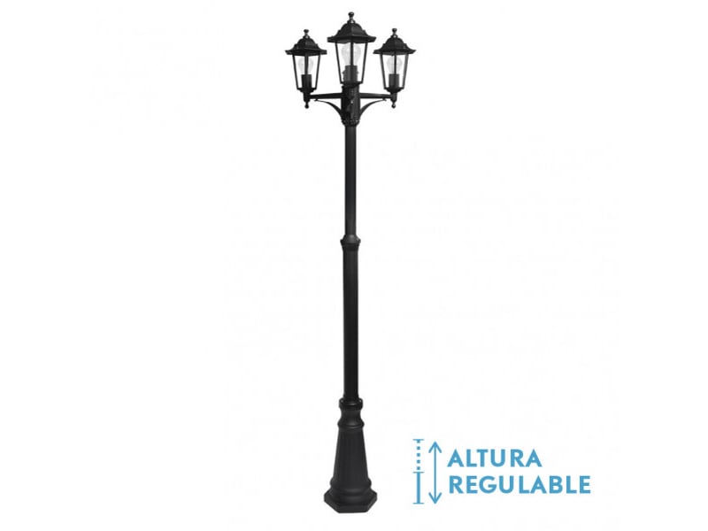 Lampadaire extérieur fabrilamp auriga 3 x e27 noir ip44 157-220 x 62 x 62 cm 149143009 - Conforama A