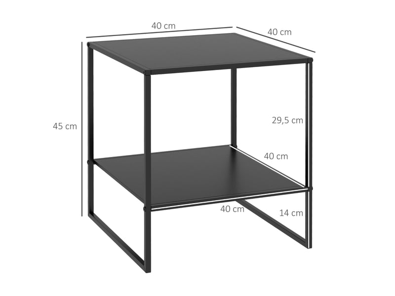  Table d’appoint avec 1 étagère ouverte, structure en acier noir, style industriel pour salon chambre 40 × 40 × 45 cm  - Conforama C