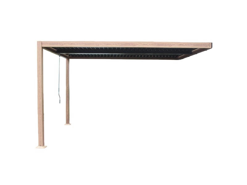 Pergola bioclimatique 4x3m adossée effet bois sifnos  - Conforama A