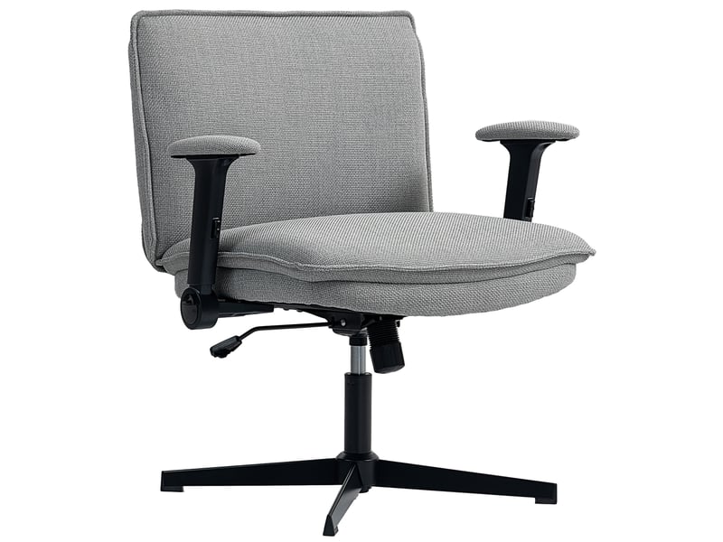  Chaise de bureau avec accoudoirs relevables, chaise de bureau large aspect lin, réglable en hauteur, piètement en acier, grise  - Conforama B