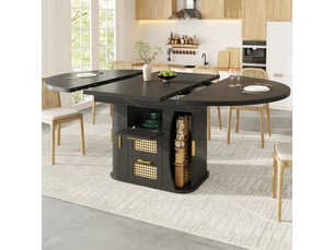 Table extensible avec rangement et tiroirs pour salle à manger en mdf 118–158×118×77,1 cm noir