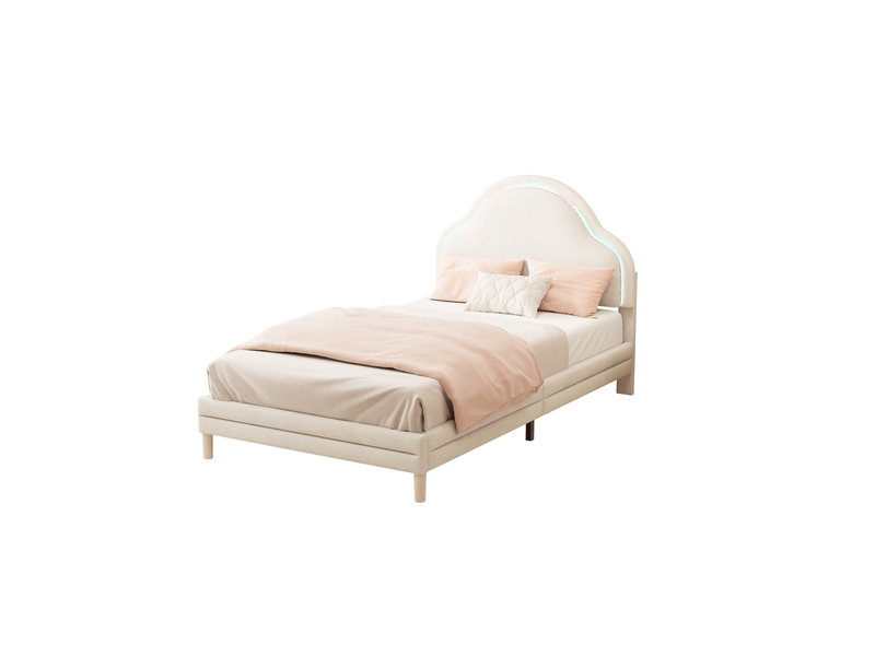  Lit simple 90x200cm coloris beige lit enfant beige - Conforama A