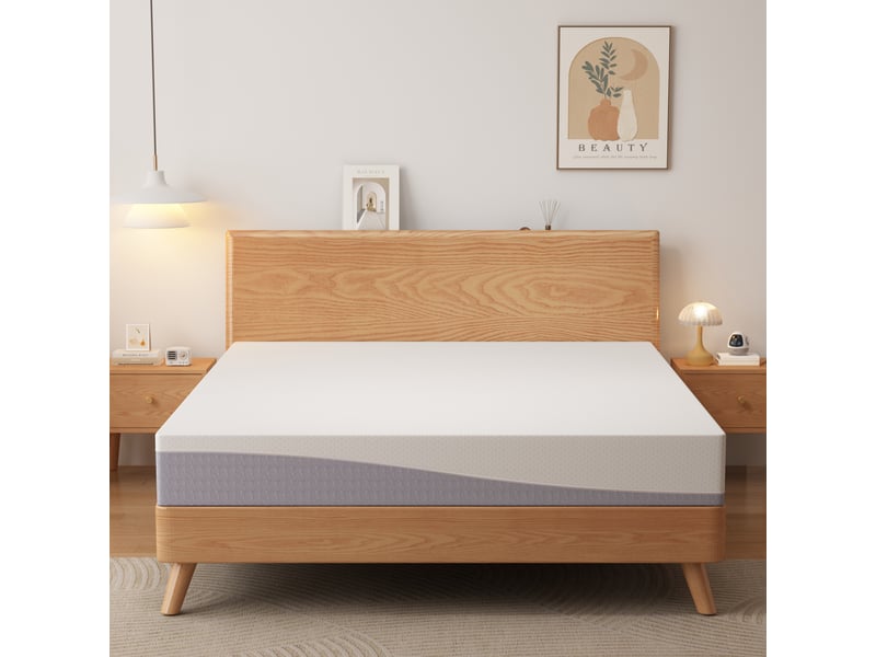  Matelas 180x200 cm - épaisseur 20 cm, indice h3h4, réversible, deux faces, housse lavable, cœur en mousse, oeko-tex, maille tricotée, blanc et gris Luxe haut de gamme - Conforama E