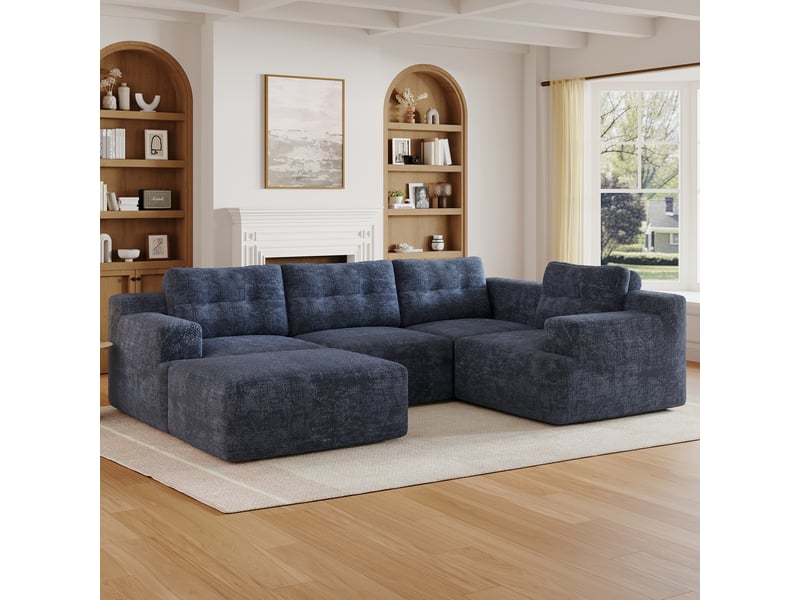  Canapé modulable, canapé de salon, en chenille, adapté à l'espace de vie, mobilier pour espace de vie, pour salon et séjour  - Conforama W