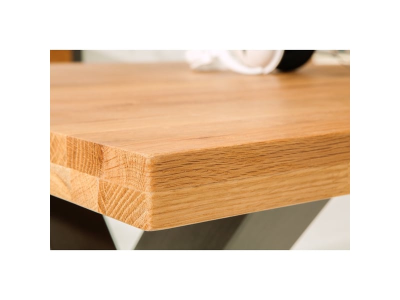  Table de salle à manger cavara – chêne sauvage et métal noir – 240 cm – style industriel  - Conforama E