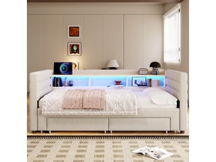 Lit banquette 90x190 cm <strong>ZOVIRA</strong> <strong></strong> coloris beige