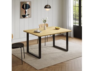 Table à manger extensible 140180220 x 80 cm – naturel – 6 à 10 personnes, pieds métalliques noirs