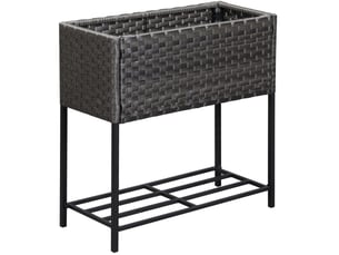 Jardinière enfente 70x30x72 cm – marron – étagère basse pratique, pieds métalliques et polyrotin