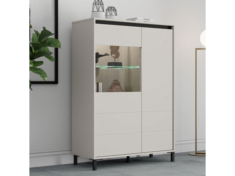  Buffet vignate, bahut 4 étagères, 93x40x135h cm blanc crème Vignate - Conforama B