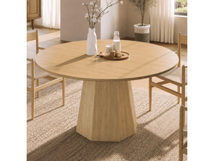 Table à manger ronde ø120 cm - 4 à 6 personnes - style scandinave minimaliste - chêne clair