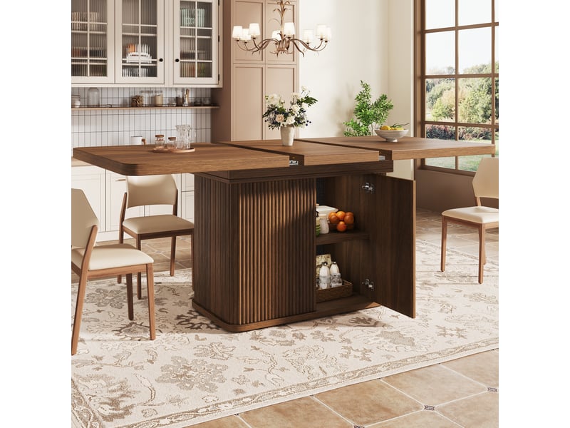  Table extensible effet bois foncé avec rangement, 140 à 180 cm Fay Lum - Conforama D
