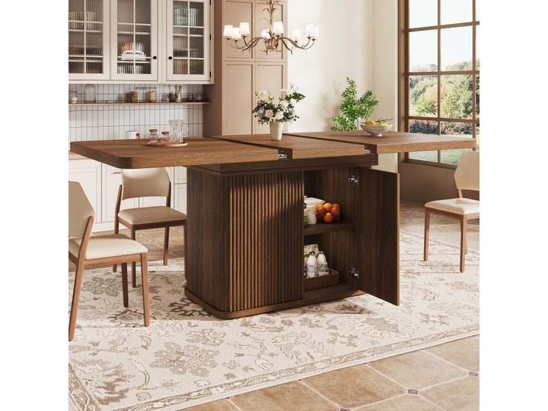  Table extensible effet bois foncé avec rangement, 140 à 180 cm Fay Lum - Conforama D