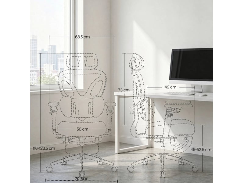  Fauteuil de bureau ergonomique gris avec repose-pieds, appui-tête et soutien lombaire  - Conforama C