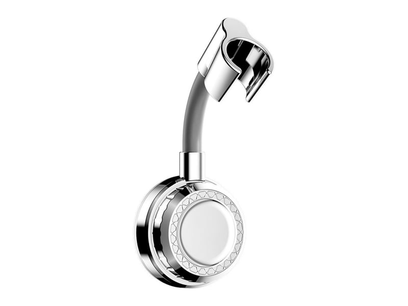  Support de pommeau de douche à ventouse orientable 360° sans perçage, chromé, compatible camping-car, drainage rapide  - Conforama A