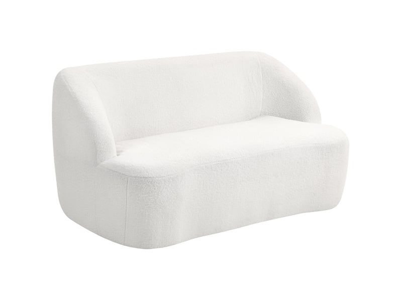  Canapé 2 places 142x85x73,5 cm design courbé revêtement polaire blanc crème  - Conforama A