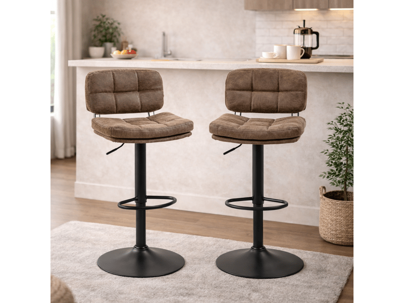  Lot de 2 tabourets de bar – style vintage – capitonnés, réglables et pivotants  - Conforama B