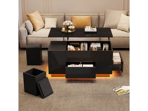 Table basse rectangulaire coloris noir <strong>MERAX</strong> <strong>table basse noir</strong> - 50 cmx100 cm