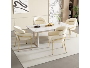 Lot de 2 chaises de salle à manger avec quatre pieds en métal, pour salon, luxe léger, chambre, bureau, velours, beige