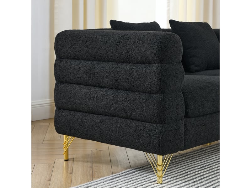  Canapé moderne - un ensemble de canapés modernes, doux et en forme de nuage, 205.7 x 81 x 71 cm, noir, réf. W3349s00154  - Conforama C