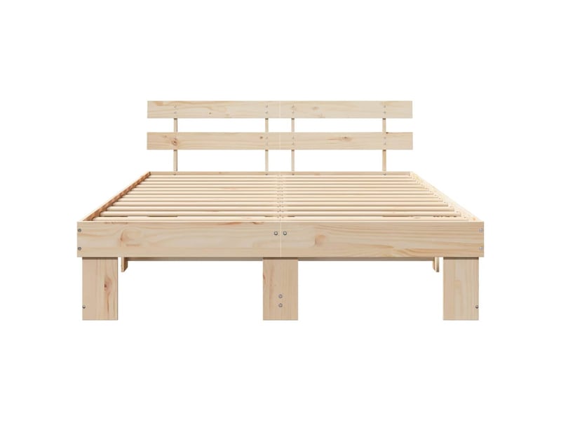  Lit double- lit adulte -  cadre de lit avec tête de lit naturel 150 x 200 cm pin massif  - Conforama D