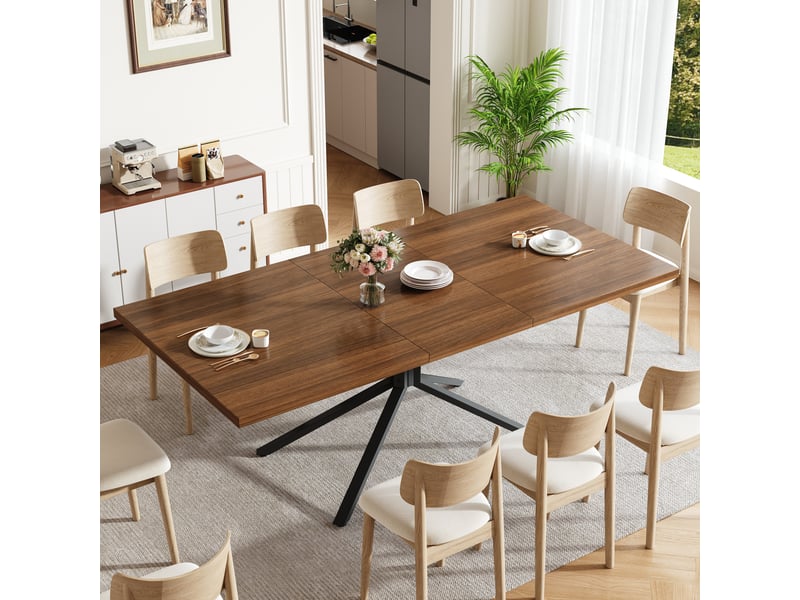  Table à manger extensible 120160 x 90 x 75 cm, 4 à 6 personnes, piètement étoile métal, plateau mdf, patins réglables, brun Bliss Lite - Conforama D