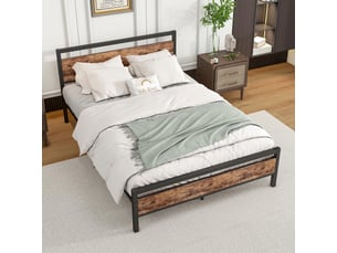 Lit avec rangement 140x200 cm <strong>OKMYHOME</strong>  <strong></strong> coloris marron