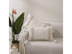 Housses de coussin décoratives modernes, géométriques et simples, en tricot, beiges, pour canapé et salon, 50 x 30 cm