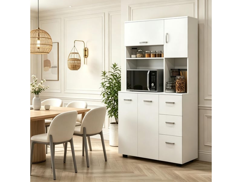 Meuble de rangement spacieux à rangements variés meuble haut sur pied tiroir intégré conception pratique - Conforama B