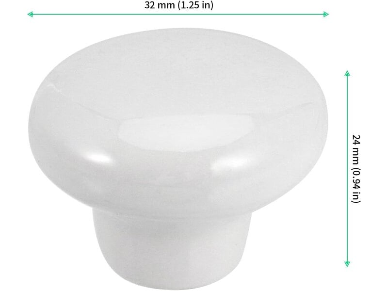 Set de 24 poignées en céramique blanche de 32 mm, boutons ronds pour portes, cuisine, salle de bain et bureau. - Conforama A