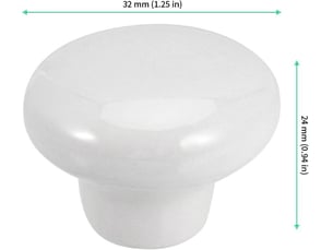Set de 24 poignées en céramique blanche de 32 mm, boutons ronds pour portes, cuisine, salle de bain et bureau.