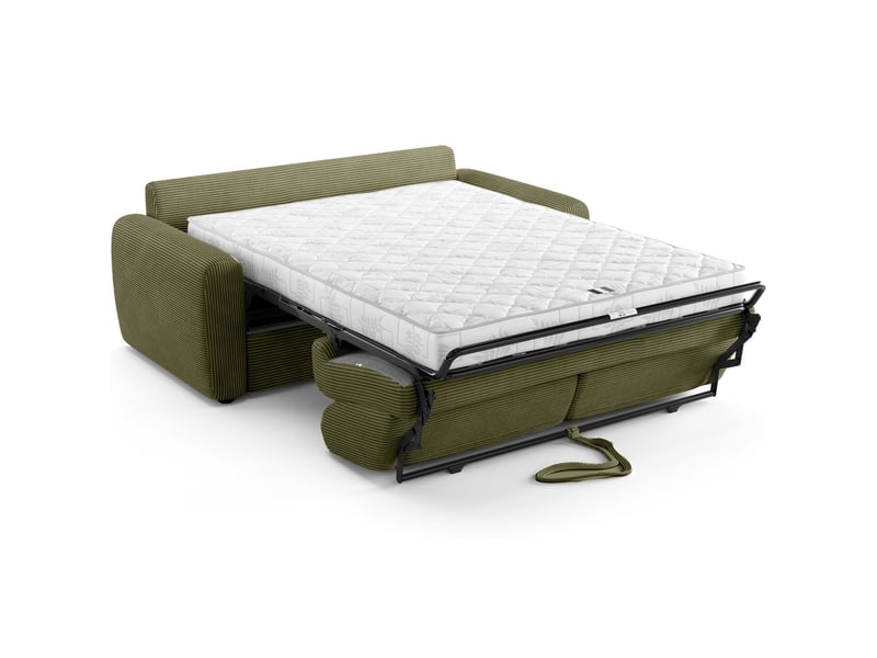  Canapé droit convertible 3 places en velours côtelé vert kaki - ouverture express - salvia Salvia - Conforama D