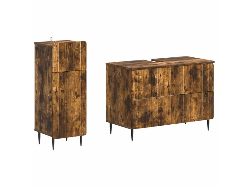 Ensemble de 2 meubles de salle de bain zwolle chêne fumé cf63233 - Conforama A