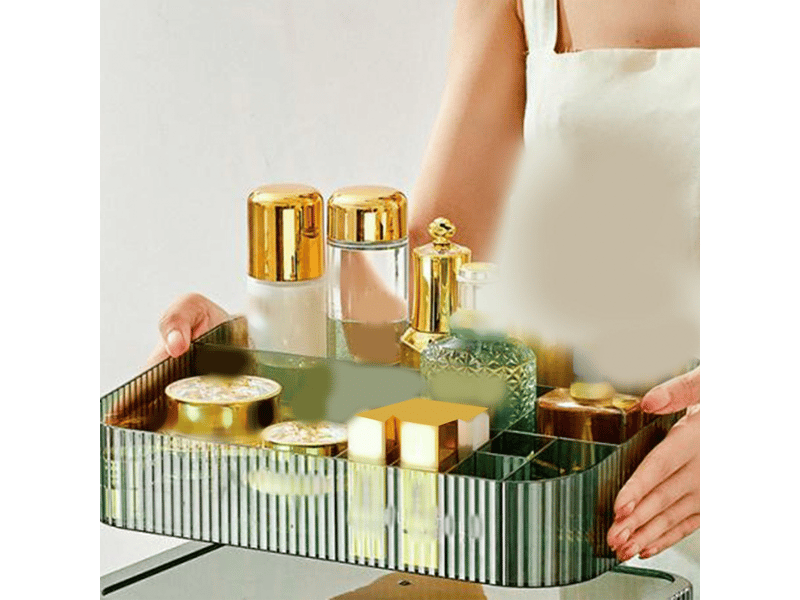  Organiseur de maquillage multi-compartiments en acrylique transparent, gain de place, pour bureau, pour cosmétiques  - Conforama E