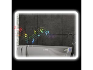 Miroir de salle de bain avec éclairage led 80x60 cm, bluetooth, 3 couleurs d'éclairage, fonction antibuée, fonction mémoire, ip44