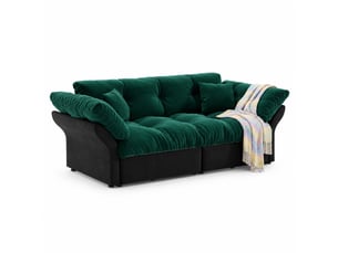 Canapé convertible 190 x 85 x 91 cm en velours 3 en 1 vert chicfurn