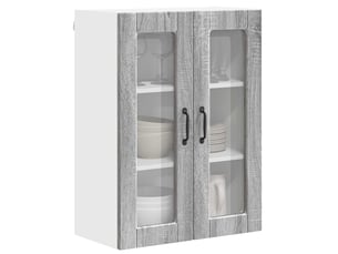 Meuble mural de cuisine, cabinet en verre mural gris sonoma 60x31x80cm