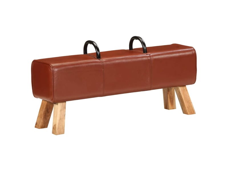 Banc d'entrée, banc d'intérieur de gymnastique marron 110 cm cuir véritable  - Conforama C