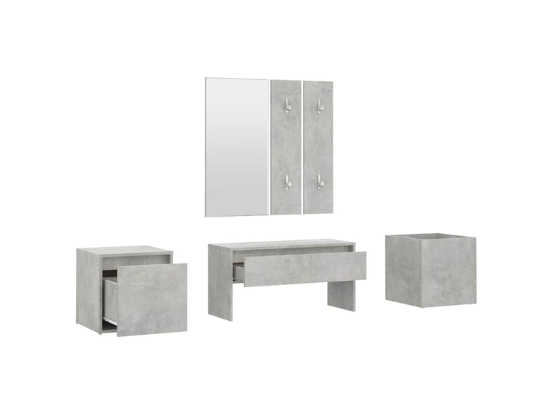  Ensemble de meubles de couloir gris béton bois d'ingénierie shl44012  - Conforama E