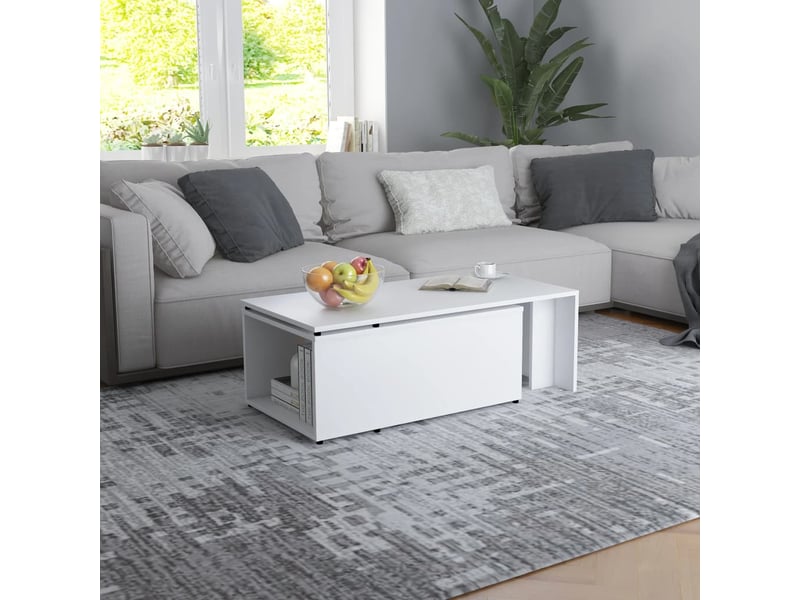  Table basse rectangulaire | table de salon blanc 150x50x35 cm bois d'ingénierie  - Conforama C
