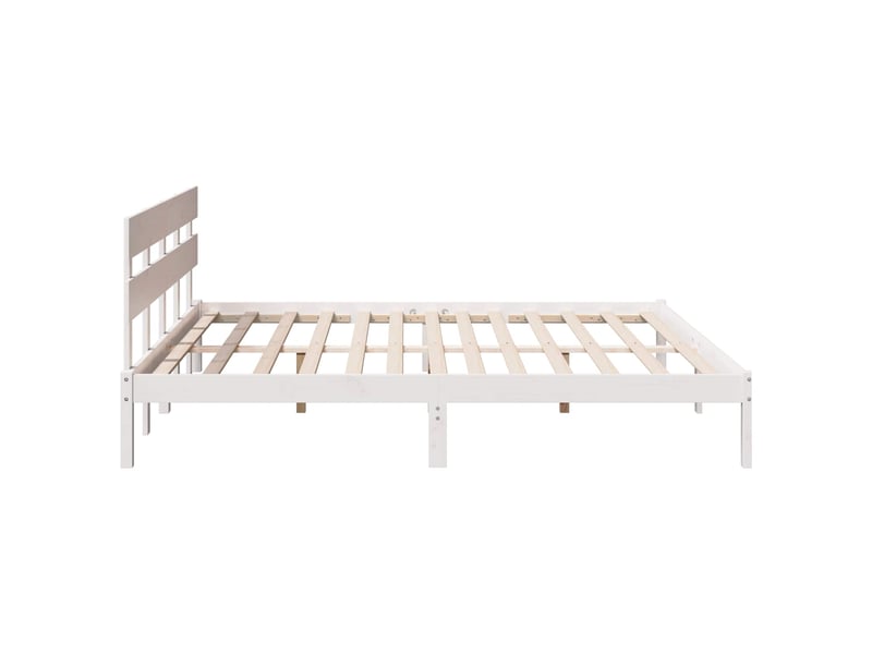 Lit double- lit adulte - cadre de lit blanc 200 x 200 cm bois de pin massif - Conforama D